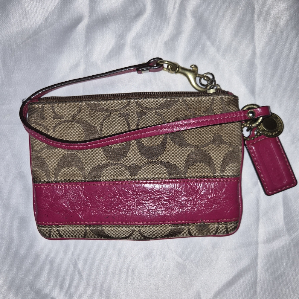 Coach Pink and Brown Wristlet